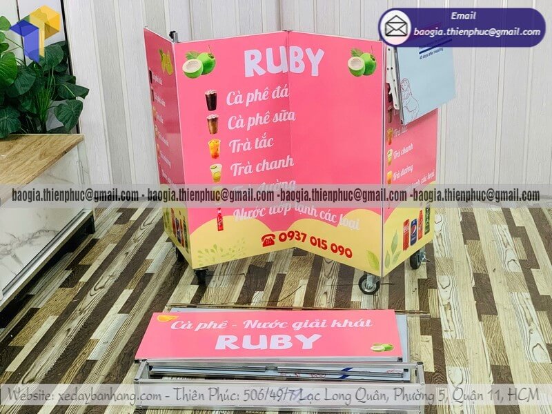 Xe đẩy bán nước giải khát đường phố xếp gọn giá rẻ thiết kế theo yêu cầu toàn quốc uy tín