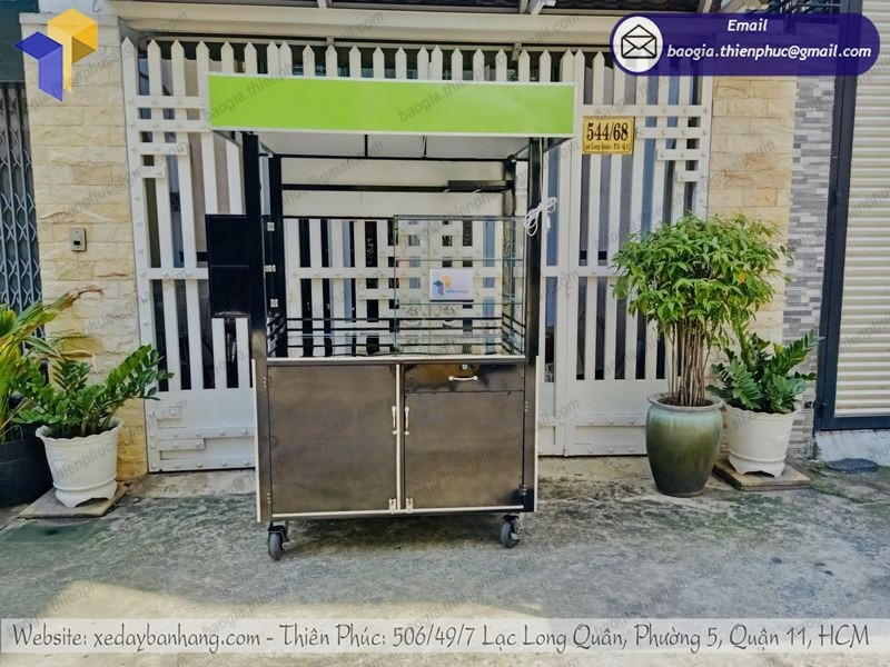 xe đẩy bán trà bí đao inox giá rẻ