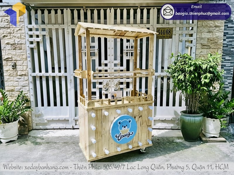 xe đẩy gỗ bán bánh mì giá rẻ