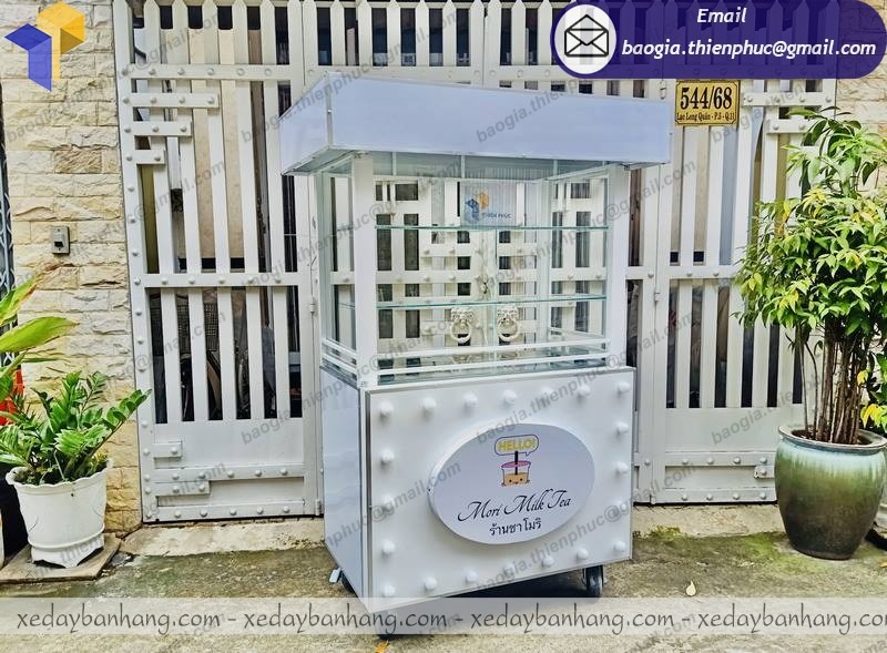 xe đẩy inox bán trà sữa giá rẻ