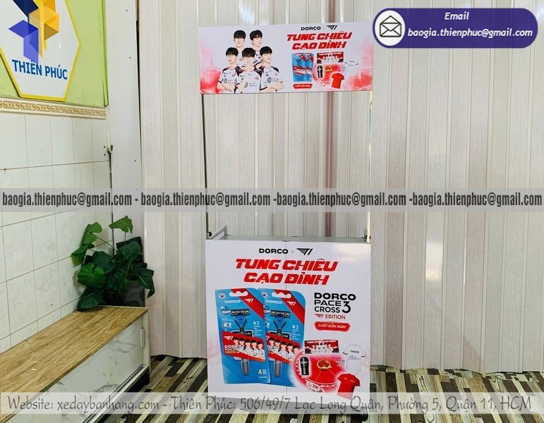 Xe đẩy trưng bày sản phẩm lắp ráp ngoài trời xếp gọn Xe đẩy trưng bày sản phẩm lắp ráp ngoài trời xếp gọn