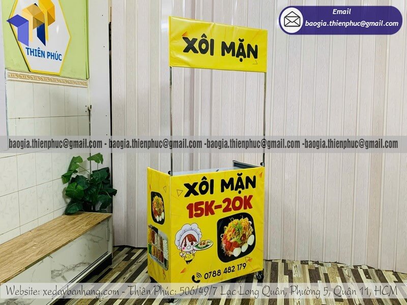 Xe gấp gọn bán đồ ăn hàng rong lưu động giá rẻ phù hợp kinh doanh sự kiện lễ hội cuối tuần