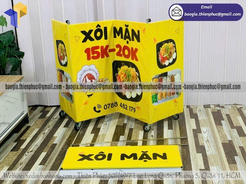 Xe gấp gọn bán đồ ăn hàng rong lưu động giá rẻ bán hàng siêu dễ thành công nhanh