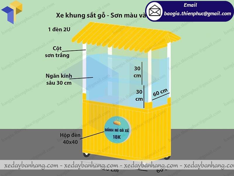xe gỗ bán bánh mì gà xé