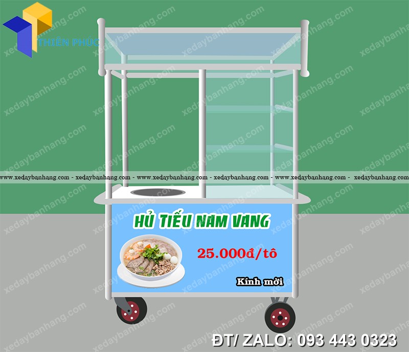 xe đẩy bán hủ tiều vỉa hè