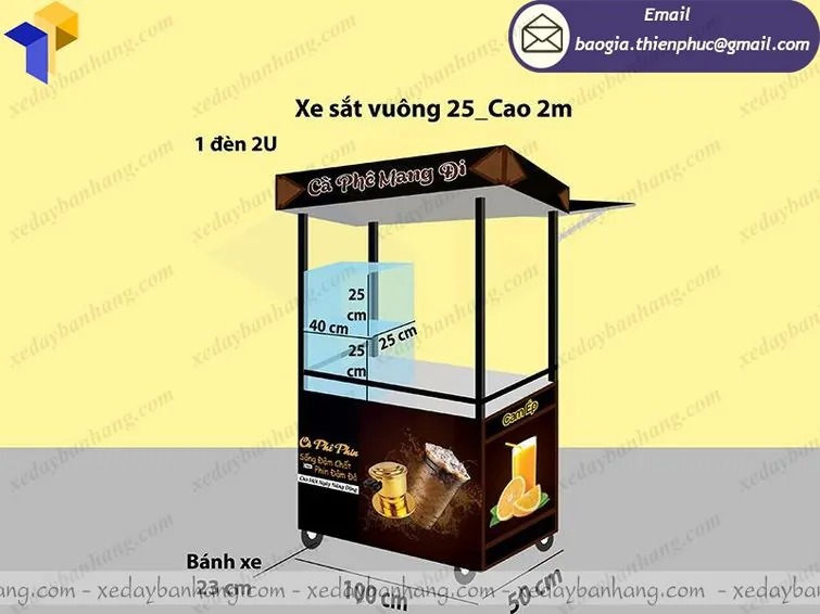 xe sắt bán cà phê mang đi giá rẻ