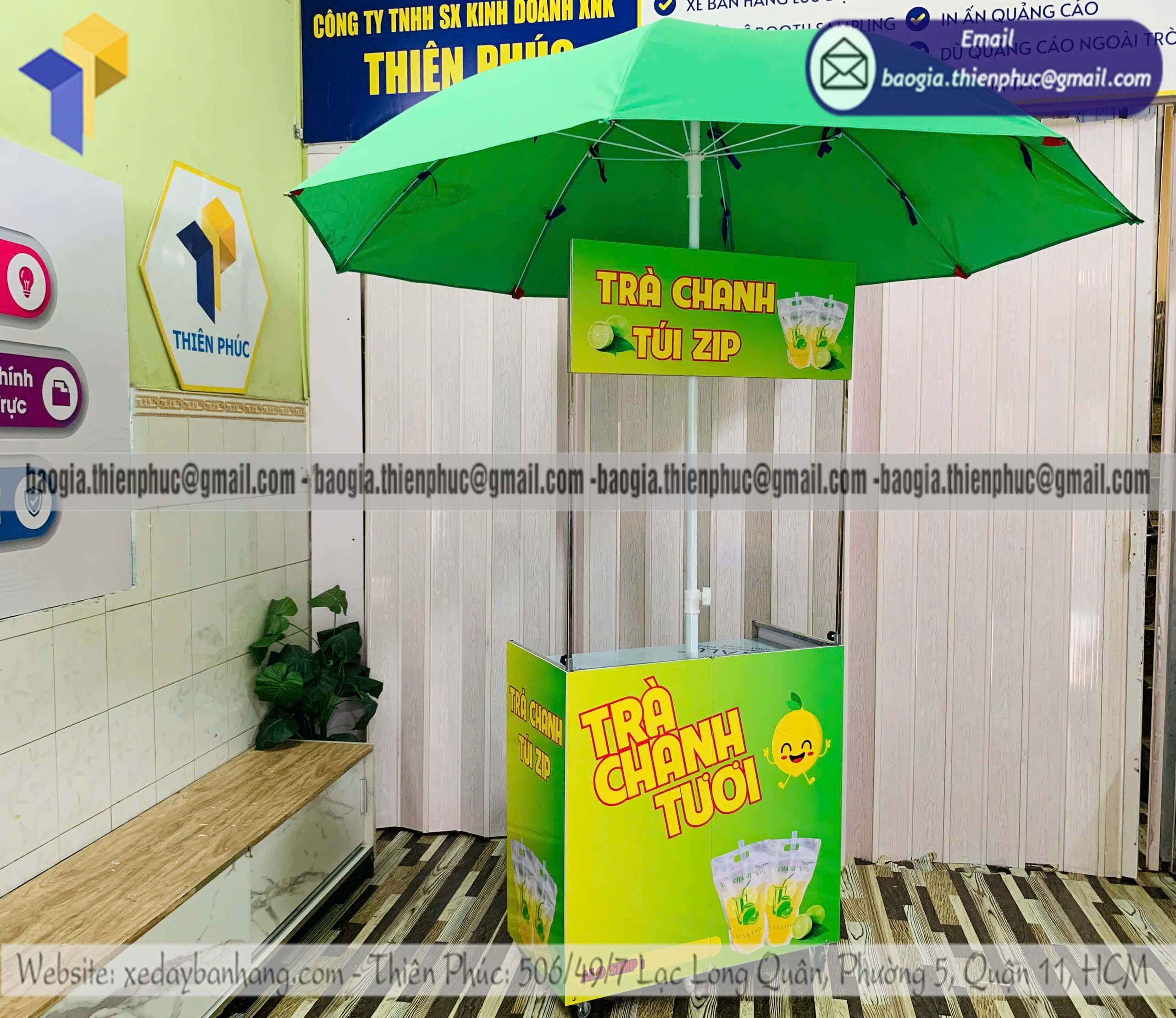 Xe trà chanh tươi bán rong trên lề đường xếp gọn nắng mưa dùng lâu ngoài trời không lo hư hỏng