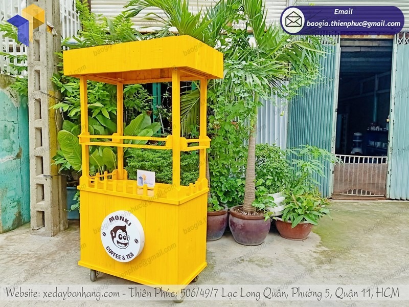 xưởng đóng tủ bán cà phê bằng gỗ