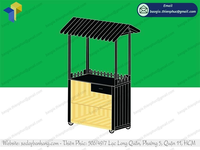 xưởng đóng tủ xe trà sữa bằng gỗ