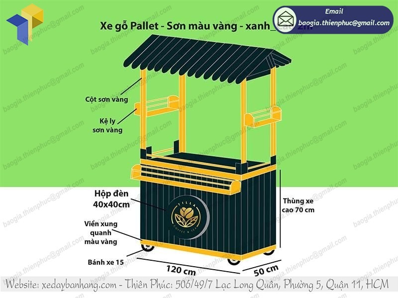 xưởng đóng xe bán cà phê dạo bằng gỗ