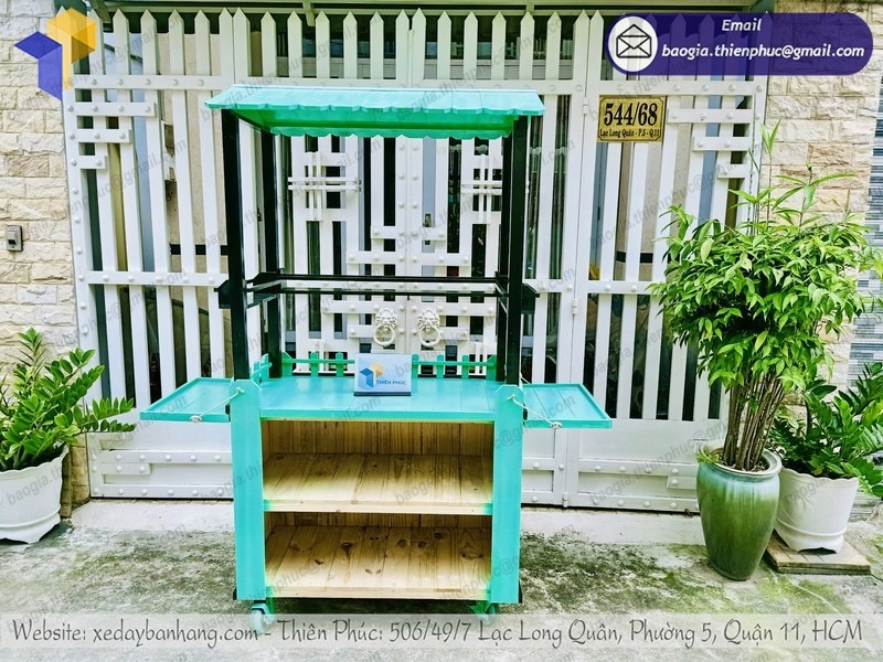 xưởng đóng xe bán cafe bằng gỗ