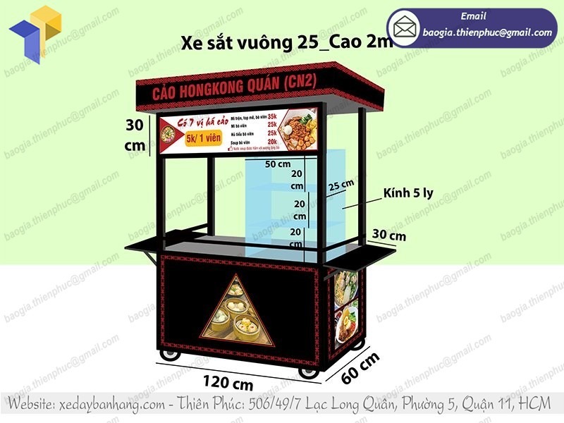 xưởng đóng xe hủ tiếu bằng inox