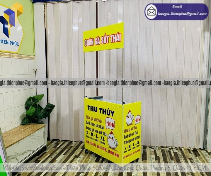 Xưởng làm xe ăn vặt bán vỉa hè xếp gọn mới nhất theo yêu cầu size mẫu