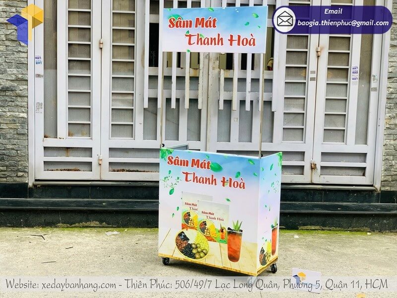 Xưởng sản xuất mẫu quầy bán nước vỉa hè lề đường ghép logo gọn nhẹ